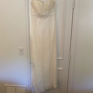 White Phoebe Couture strapless prom dress size 4